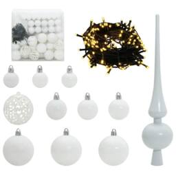 Berkfield Home Artificial Hinged Christmas Tree White 210 cm PE & PVC - thumbnail 6