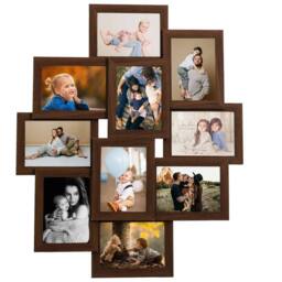 Berkfield Home Collage Photo Frame for 10x(13x18 cm) Picture Dark Brown MDF - Size: 13x18 cm - thumbnail 1