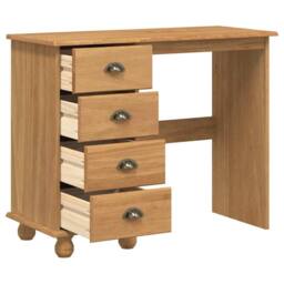 Berkfield Home Desk 'ASKIM'with Drawers 95x40x75 cm Solid Wood Pine in Brown - Size: 95 x 40 x 75 cm