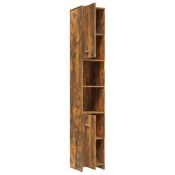 Berkfield Home Bathroom Cabinet Smoked Oak 30x30x183.5 cm Engineered Wood in Brown - thumbnail 5