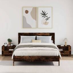 Berkfield Home Wall-mounted Bedside Cabinets 2 pcs Smoked Oak 45x30x35 cm in Brown - Size: 45 x 30 x 35 cm - thumbnail 3
