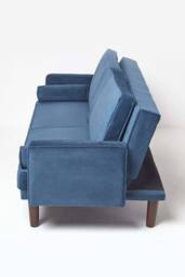 Homescapes Stanley Velvet Click Clack Sofa Bed with Armrests in Navy - thumbnail 5