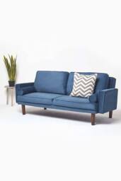 Homescapes Stanley Velvet Click Clack Sofa Bed with Armrests in Navy - thumbnail 3