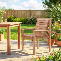OUTSUNNY Wood Garden Chair Outdoor Dining Chair with Curved Seat in Natural - Size: Armchair - thumbnail 1