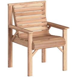 OUTSUNNY Wood Garden Chair Outdoor Dining Chair with Curved Seat in Natural - Size: Armchair - thumbnail 2