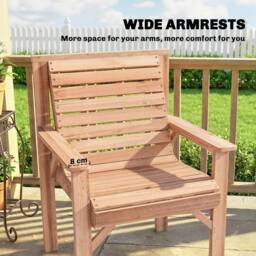 OUTSUNNY Wood Garden Chair Outdoor Dining Chair with Curved Seat in Natural - Size: Armchair - thumbnail 5