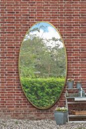 "MirrorOutlet Gold Metal Framed Oval Garden Wall Mirror 79"" X 44"" (200 x 112CM) - Size: 1 Pack" - thumbnail 1