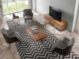 Angel Cerda Walnut TV Stand 180cm with Chrome Stainless Steel in Brown - thumbnail 6