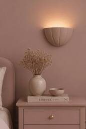 ValueLights Leonardo Scallop Curve Ceramic Flush Wall Sconce Light in Dusty Pink - thumbnail 1