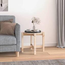 Berkfield Home Beautiful Coffee Table Ã˜ 52.5x45 cm Solid Wood Pine in Light Brown - thumbnail 2