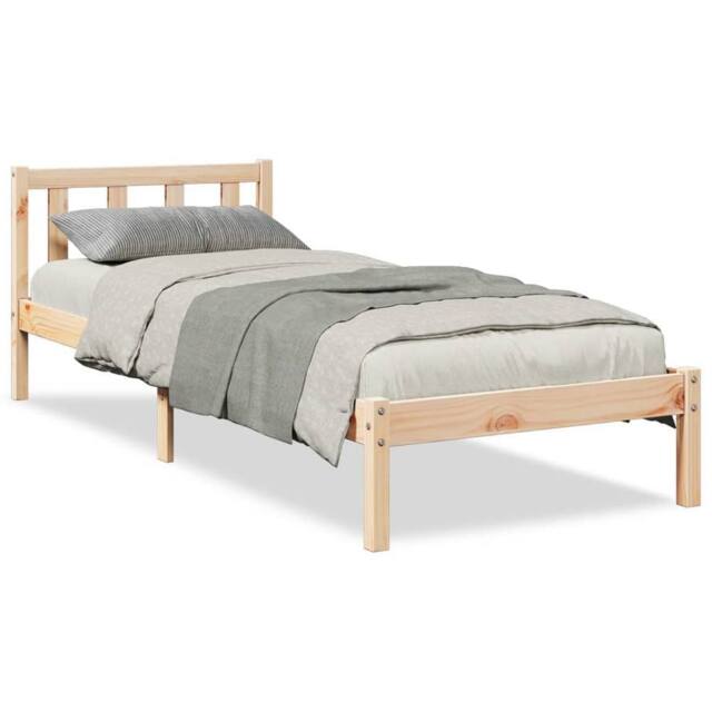Berkfield Home Extra Long Bed Frame without Mattress 80x210 cm Solid Wood Pine in Natural - image 1