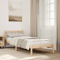 Berkfield Home Extra Long Bed Frame without Mattress 80x210 cm Solid Wood Pine in Natural - thumbnail 2