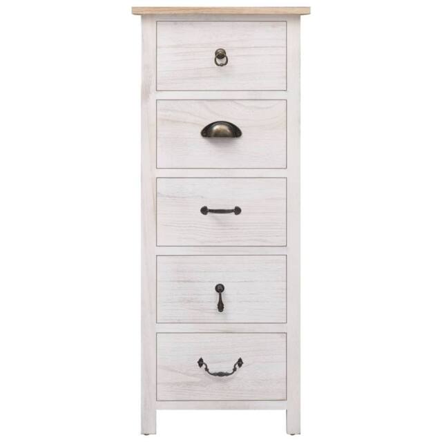 Berkfield Home Side Cabinet 35x25x87 cm Paulownia Wood in White - Size: 35 x 25 x 87 cm - image 1
