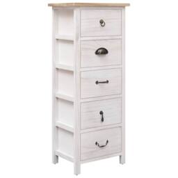 Berkfield Home Side Cabinet 35x25x87 cm Paulownia Wood in White - Size: 35 x 25 x 87 cm - thumbnail 2