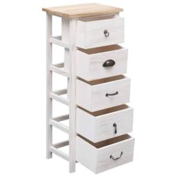 Berkfield Home Side Cabinet 35x25x87 cm Paulownia Wood in White - Size: 35 x 25 x 87 cm - thumbnail 4