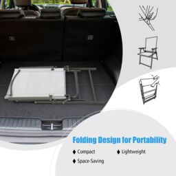 Gymax 4 PCS Patio Folding Portable Dining Chairs Metal Frame Armrests Garden in White - Size: 4 Pack - thumbnail 6