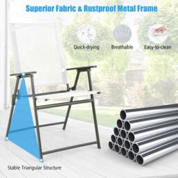 Gymax 4 PCS Patio Folding Portable Dining Chairs Metal Frame Armrests Garden in White - Size: 4 Pack - thumbnail 4