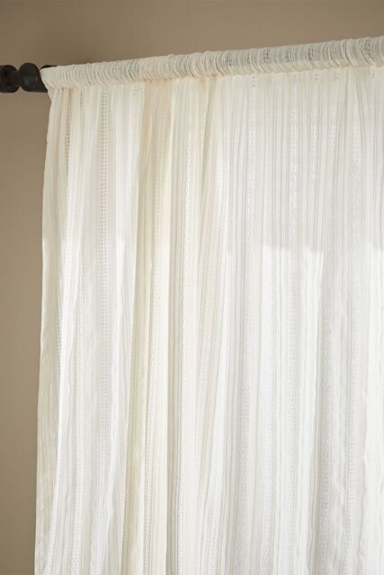 Pineapple Elephant 'Zofia Broderie Anglaise' Voile Curtain Panel in Natural - Size: 140 cm width x 183 cm drop - image 1