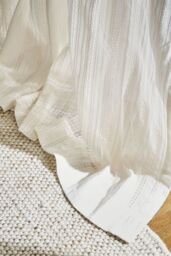 Pineapple Elephant 'Zofia Broderie Anglaise' Voile Curtain Panel in Natural - Size: 140 cm width x 183 cm drop - thumbnail 3
