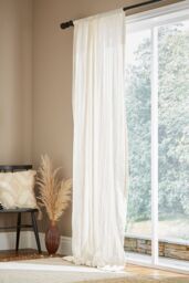 Pineapple Elephant 'Zofia Broderie Anglaise' Voile Curtain Panel in Natural - Size: 140 cm width x 183 cm drop - thumbnail 2