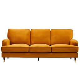Artemis Home Woodbury 218cm Wide 3 Seat Velvet Fabric Sofa in Orange - thumbnail 2