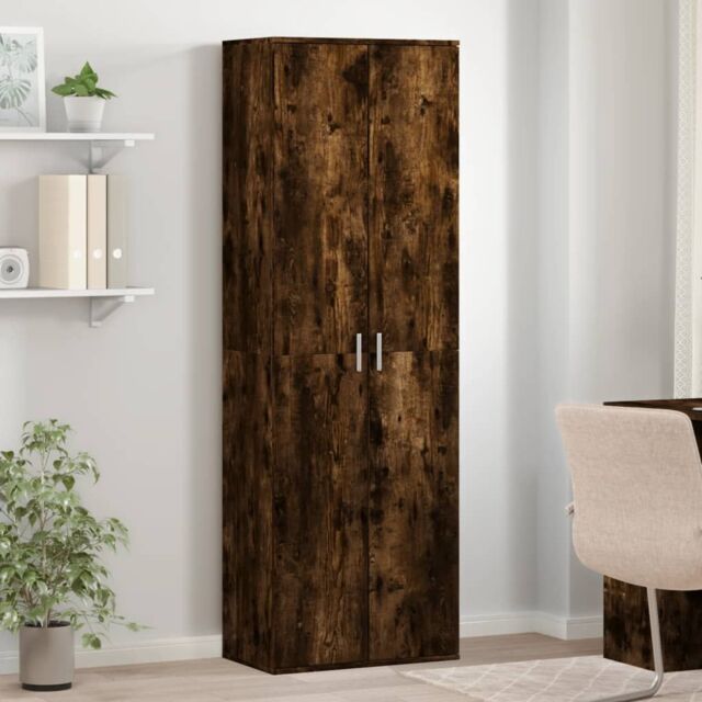 Berkfield Home Highboard Smoked Oak 60x35x180 cm Engineered Wood in Brown - Size: 60 x 35 x 180 cm - image 1