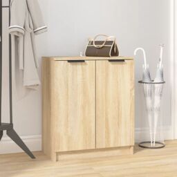 Berkfield Home Shoe Cabinet Sonoma Oak 59x35x70 cm Engineered Wood in Brown - Size: 59 x 35 x 70 cm