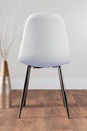 FurnitureboxUK Novara Clear Tempered Glass 100cm Round Dining Table with Chrome Starburst Legs & 4 Corona Faux Leather Silver Leg Chairs in White - thumbnail 6