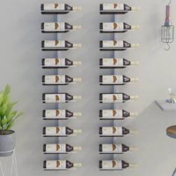 Berkfield Home Wall-mounted Wine Rack for 10 Bottles 2 pcs White Metal - thumbnail 2