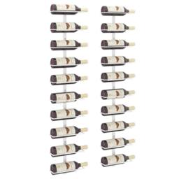 Berkfield Home Wall-mounted Wine Rack for 10 Bottles 2 pcs White Metal - thumbnail 3