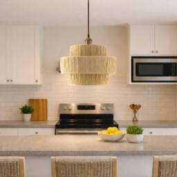CGC Lighting Kefira Straw Paper Three Large Easy Fit Hand Made Lampshade in Natural - thumbnail 4