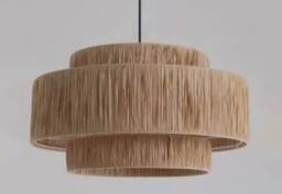 CGC Lighting Kefira Straw Paper Three Large Easy Fit Hand Made Lampshade in Natural - thumbnail 3