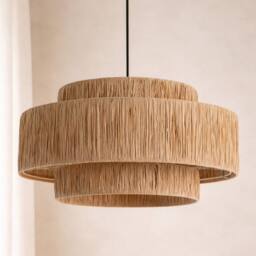 CGC Lighting Kefira Straw Paper Three Large Easy Fit Hand Made Lampshade in Natural - thumbnail 1