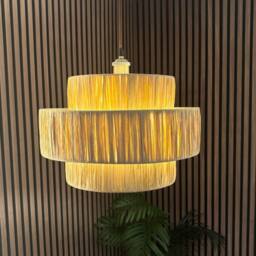 CGC Lighting Kefira Straw Paper Three Large Easy Fit Hand Made Lampshade in Natural - thumbnail 5