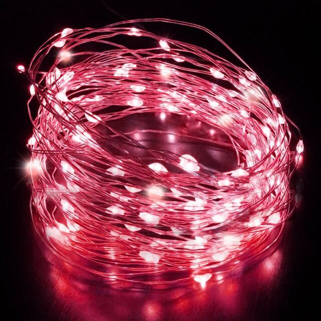 Desiretech LED Battery-Powered Fairy Lights Copper Wire String Lights 2Pack 50LED in Red - image 1