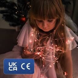 Desiretech LED Battery-Powered Fairy Lights Copper Wire String Lights 2Pack 50LED in Red - thumbnail 8