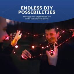 Desiretech LED Battery-Powered Fairy Lights Copper Wire String Lights 2Pack 50LED in Red - thumbnail 5