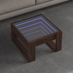 Berkfield Home Decorative Coffee Table with Infinity LED Brown Oak 50x53x30 cm - Size: 50 x 53 x 30 cm - thumbnail 2
