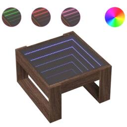 Berkfield Home Decorative Coffee Table with Infinity LED Brown Oak 50x53x30 cm - Size: 50 x 53 x 30 cm - thumbnail 3