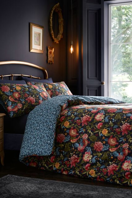 Dreams & Drapes 'Bejewelled' Soft 100% Cotton Duvet Cover Set in Navy - Size: Single - image 1