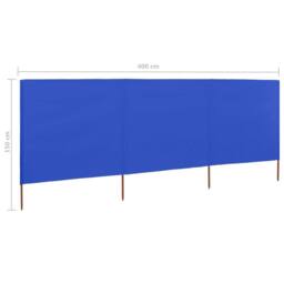 Berkfield Home 3-panel Wind Screen Fabric 400x120 cm Azure Blue - thumbnail 6
