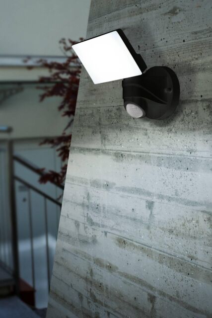 Eglo Pagino LED Black Plastic Wall Spotlight With Sensor - image 1
