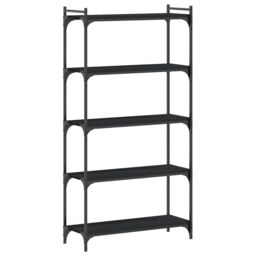 Berkfield Home Bookcase 5-Tier Black 80x30x154 cm Engineered Wood - Size: 80 x 30 x 154 cm - thumbnail 2