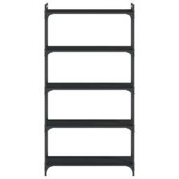 Berkfield Home Bookcase 5-Tier Black 80x30x154 cm Engineered Wood - Size: 80 x 30 x 154 cm - thumbnail 4