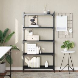 Berkfield Home Bookcase 5-Tier Black 80x30x154 cm Engineered Wood - Size: 80 x 30 x 154 cm - thumbnail 1