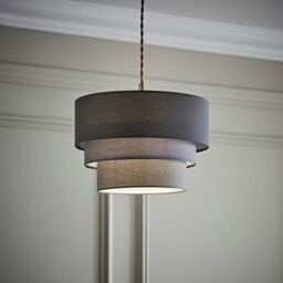 ValueLights Aztec Grey Shades Three Tier Easy Fit Ceiling Lamp Shade with Bulb in Dark Grey