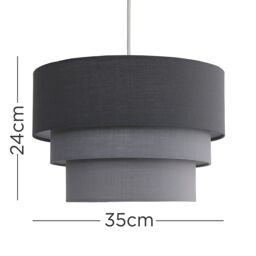 ValueLights Aztec Grey Shades Three Tier Easy Fit Ceiling Lamp Shade with Bulb in Dark Grey - thumbnail 8