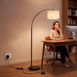 Emitto Arc Floor Lamp 4 Color Temperatures Standing Lamp Remote Foot Switch in Beige - thumbnail 2