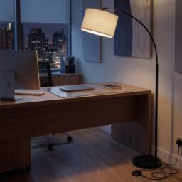 Emitto Arc Floor Lamp 4 Color Temperatures Standing Lamp Remote Foot Switch in Beige - thumbnail 3