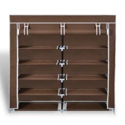 Berkfield Home Fabric Shoe Cabinet with Cover 115 x 28 x 110 cm Brown - thumbnail 2